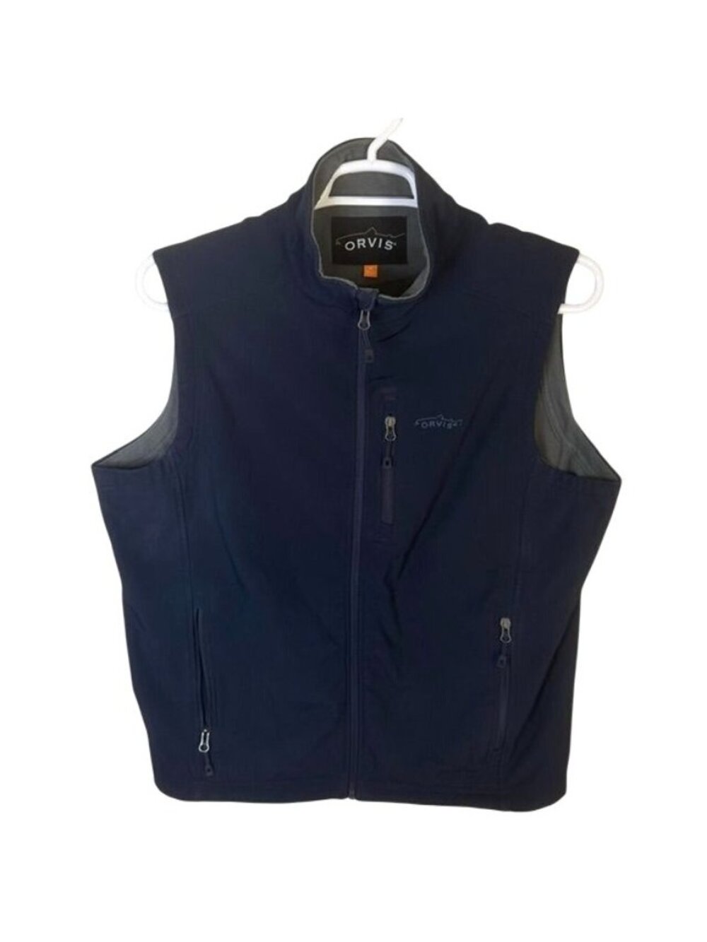 Soft Shell Vest Orvis Blue Full Zip Pockets Mens M Trout Bum Outdoors Fall Warm